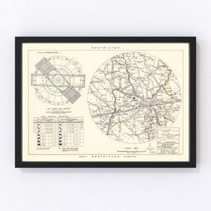 Vintage Map of the Greater Pittsburgh Airport Vicinity, 1951