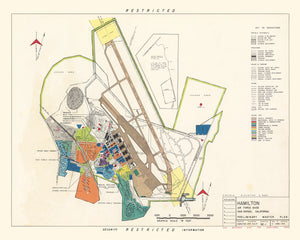 Vintage Map of Hamilton Air Force Base, 1951