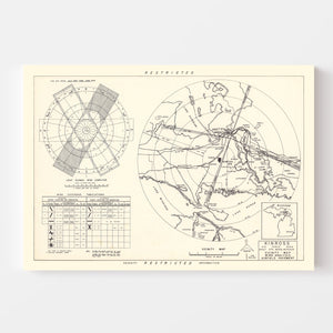 Vintage Map of the Kinross Air Force Base Vicinity, 1951