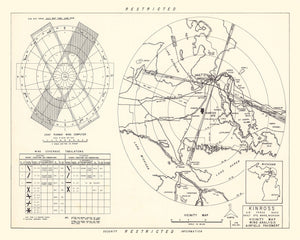 Vintage Map of the Kinross Air Force Base Vicinity, 1951