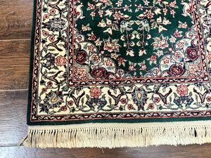 Sino Persian Runner Rug 2.7 x 12, Floral Allover, Dark Green, Vintage HandmadeOriental Carpet for Hallway, 12ft Runner, 200 KPSI