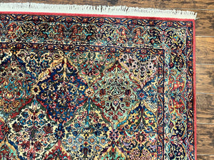 Karastan Multicolor Panel Kirman Rug #717, Wool Karastan Rug 5' 9" x 9', Vintage Multipanel Kirman, Original Karastan Collection 700 Series