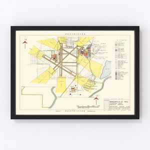 Vintage Map of Minneapolis St. Paul International Airport, 1951