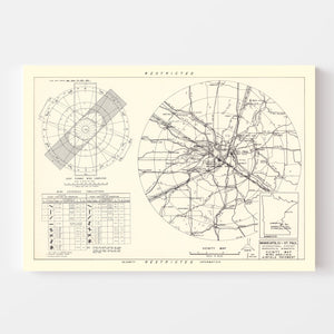 Vintage Map of the Minneapolis St. Paul International Airport Vicinity, 1951
