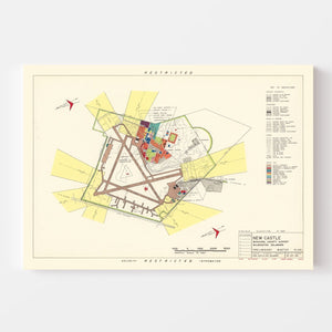 Vintage Map of New Castle Municipal County Airport, 1951