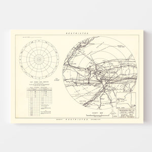 Vintage Map of the Niagara Municipal Airport Vicinity, 1952