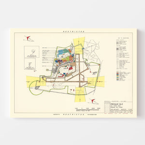Vintage Map of Presque Isle Air Fore Base, 1952