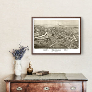 Vintage Map of Honesdale, Pennsylvania 1890
