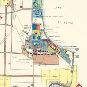 Vintage Map of Selfridge Air Fore Base, 1952