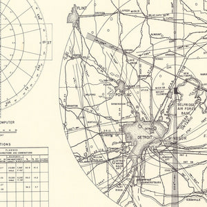 Vintage Map of the Selfridge Air Fore Base Vicinity, 1952