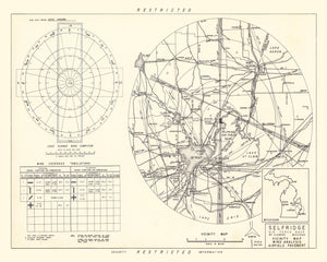 Vintage Map of the Selfridge Air Fore Base Vicinity, 1952