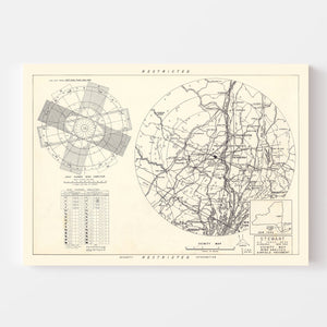 Vintage Map of the Stewart Air Fore Base Vicinity, 1952