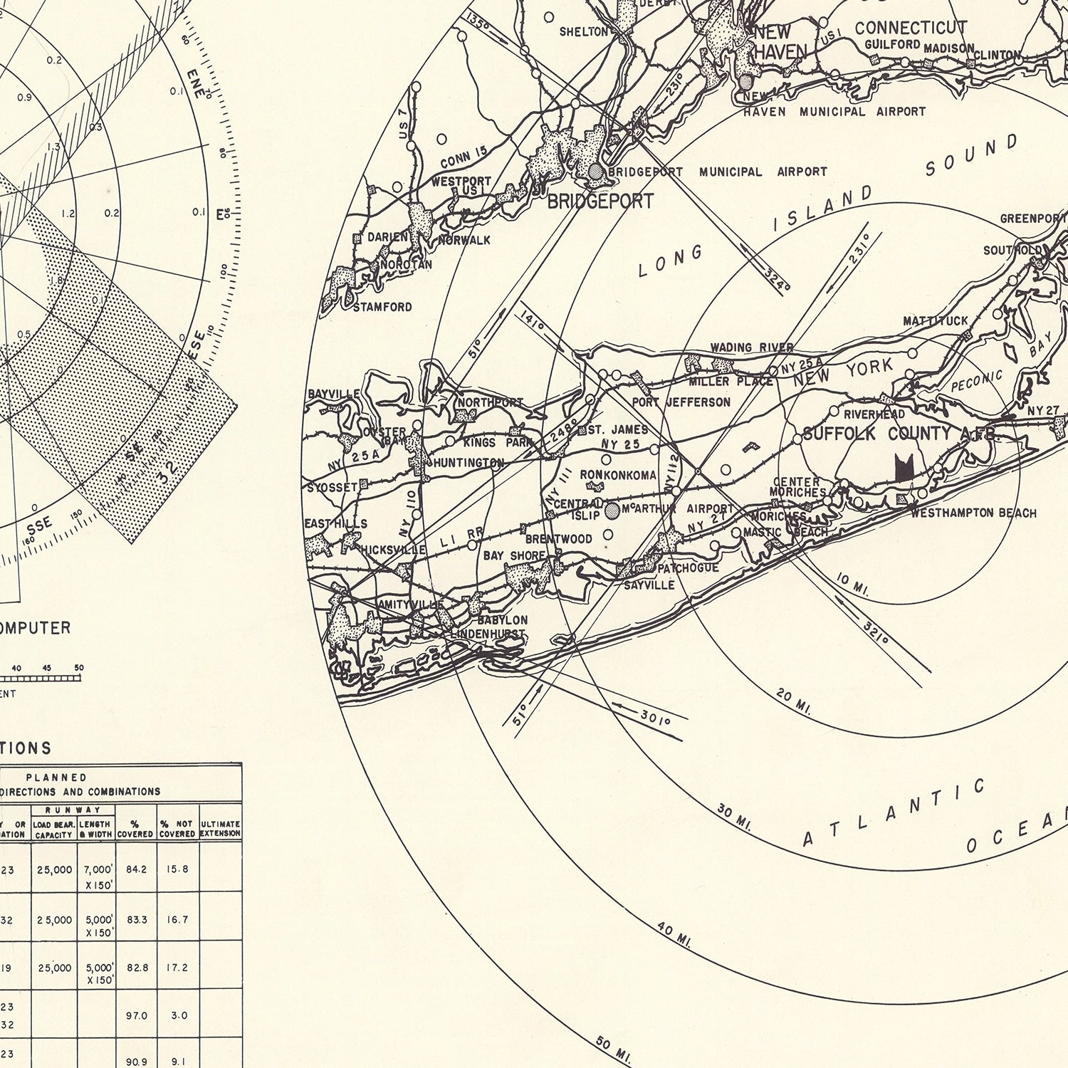 Vintage Map of the Suffolk County Air Force Base Vicinity, 1951