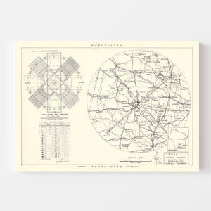 Vintage Map of the Traux field Vicinity, 1952