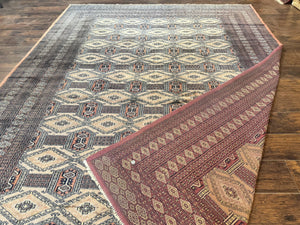 Turkoman Bokhara Rug 8x11, Camel Hair Color, Handmade Vintage Wool Pakistani Carpet