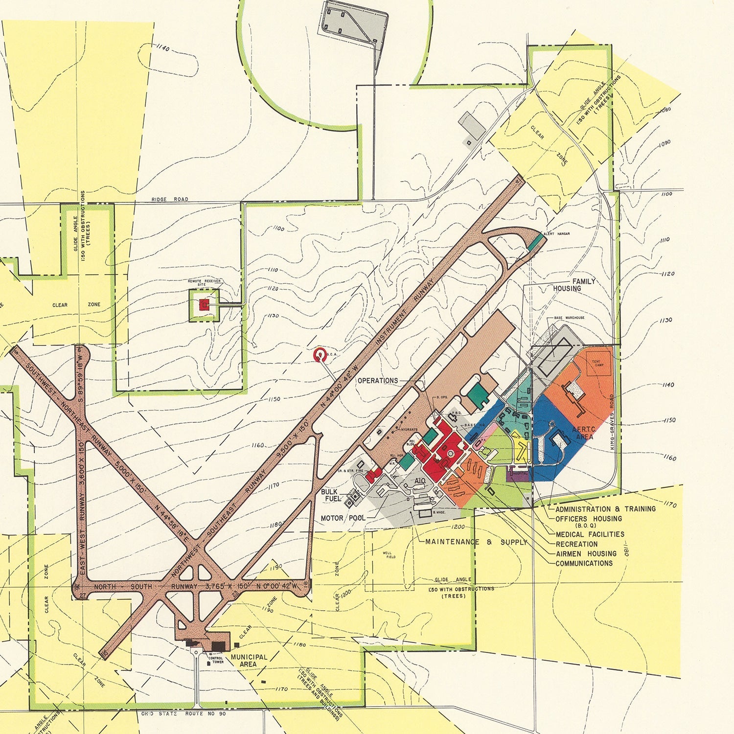 Vintage Map of Youngstown Municipal Airport, 1951