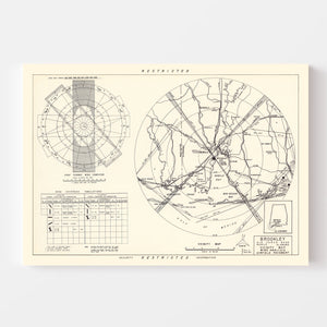 Vintage Map of the Brookley Air Force Base Vicinity, 1952
