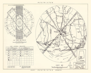 Vintage Map of the Brookley Air Force Base Vicinity, 1952