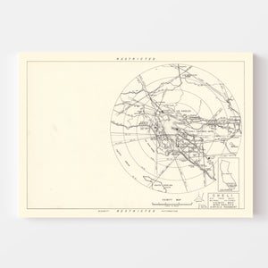 Vintage Map of the Cheli Air Force Depot Vicinity, 1952