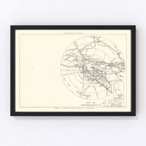 Vintage Map of the Cheli Air Force Depot Vicinity, 1952