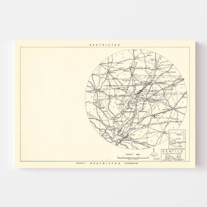 Vintage Map of the Gentile Specialized Air Force Depot Vicinity, 1952