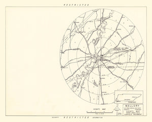Vintage Map of the Mallory Specialized Air Force Depot Vicinity, 1952