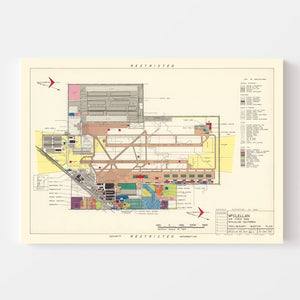 Vintage Map of McClellan Air Force Base, 1952