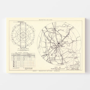 Vintage Map of the McClellan Air Force Base Vicinity, 1952