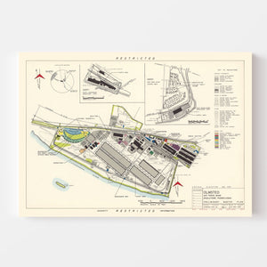 Vintage Map of Olmsted Air Force Base, 1951