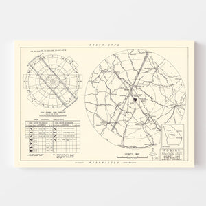 Vintage Map of the Robins Air Force Base Vicinity, 1952