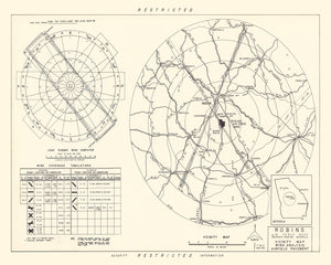 Vintage Map of the Robins Air Force Base Vicinity, 1952