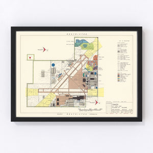 Vintage Map of Tinker Air Force Base, 1952