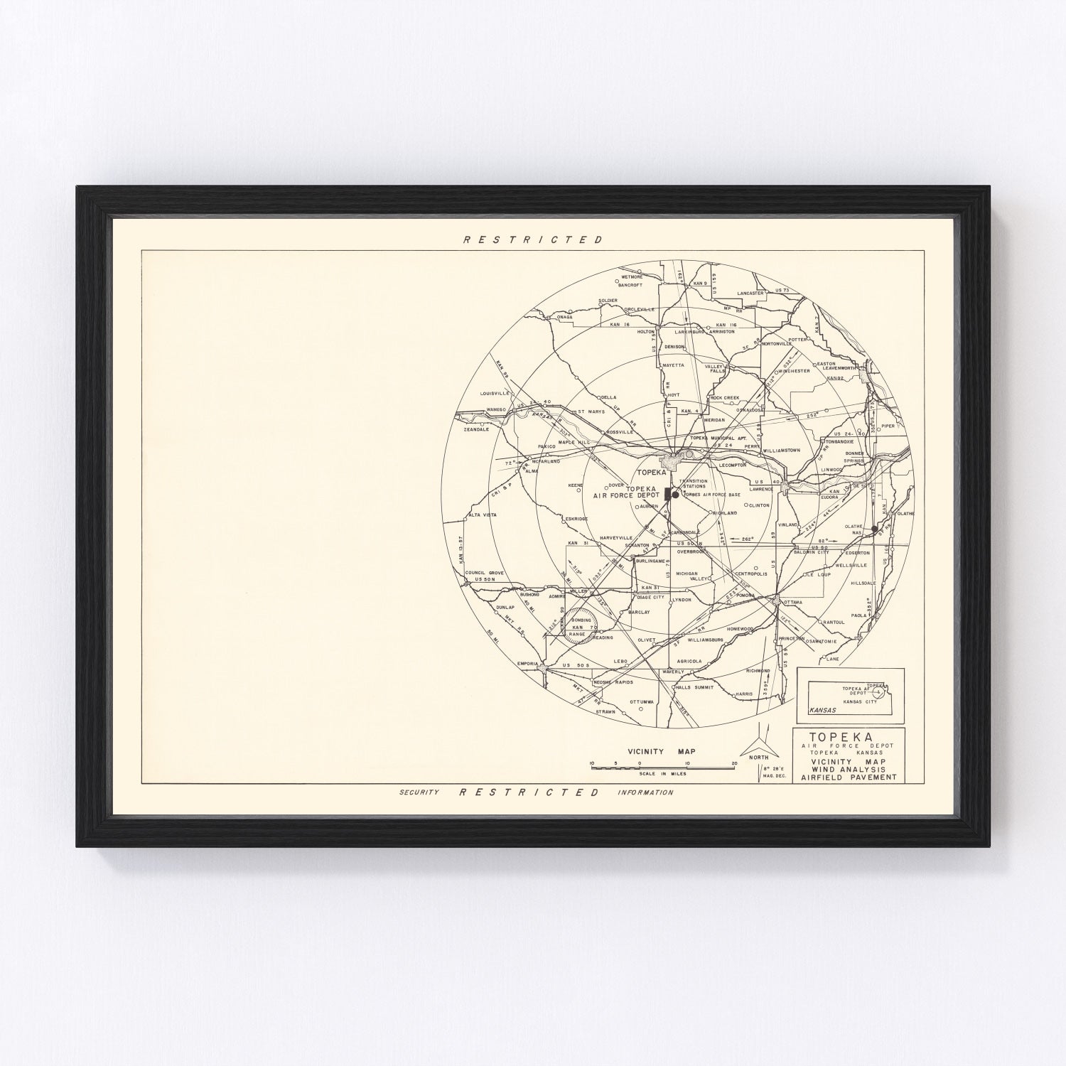 Vintage Map of the Topeka Air Force Depot Vicinity, 1951