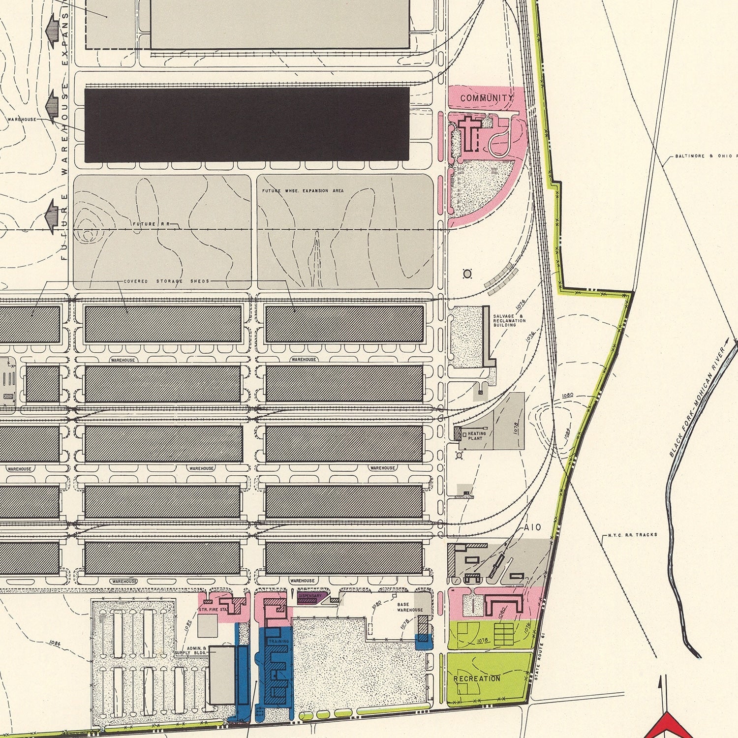 Vintage Map of Wilkins Air Force Depot, 1952
