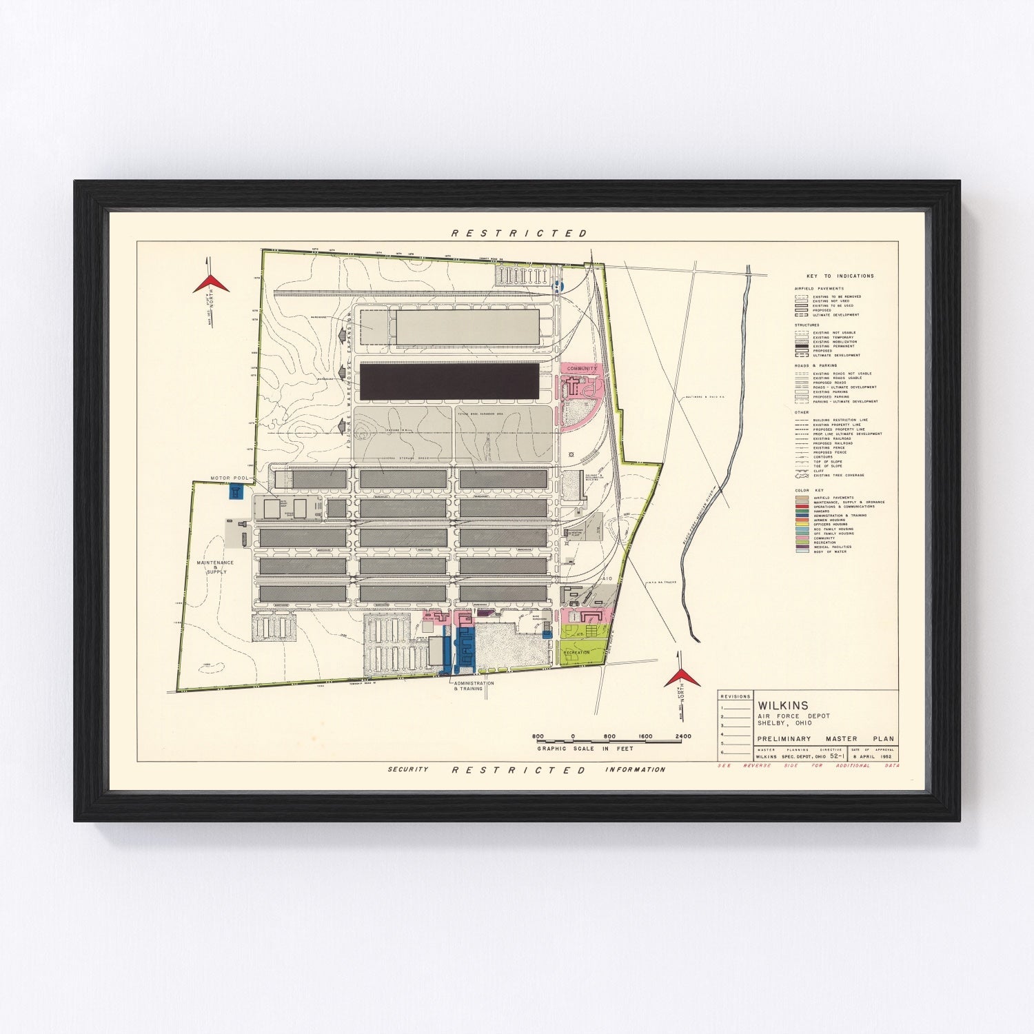 Vintage Map of Wilkins Air Force Depot, 1952