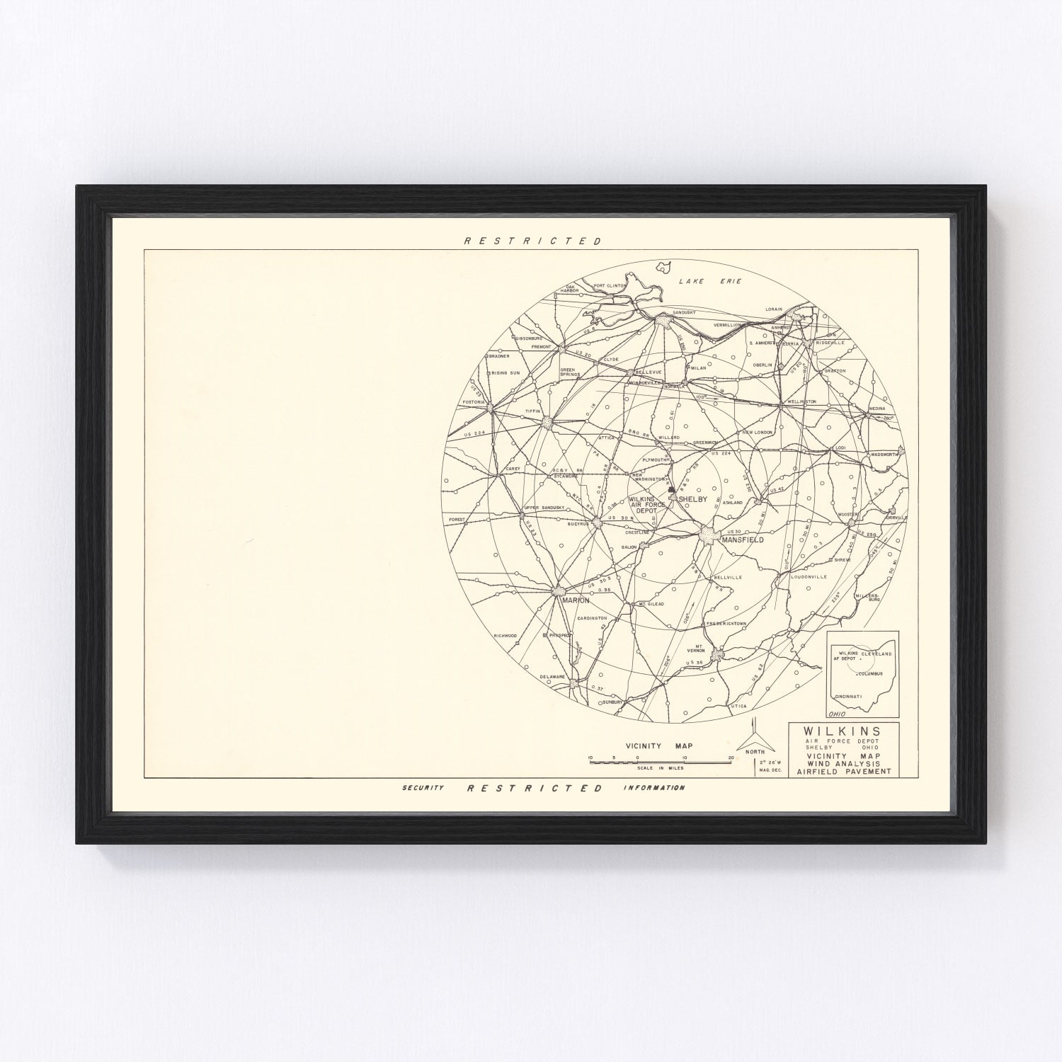 Vintage Map of the Wilkins Air Force Depot Vicinity, 1952