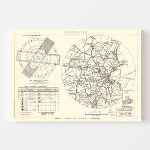 Vintage Map of the Cambridge Research Center Vicinity, 1952