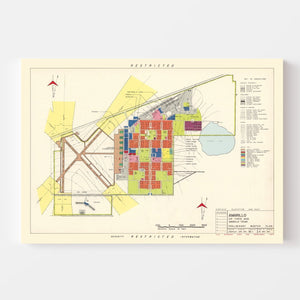 Vintage Map of Amarillo Air Force Base, 1952