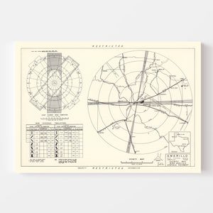 Vintage Map of the Amarillo Air Force Base Vicinity, 1952