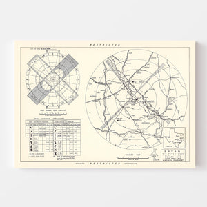 Vintage Map of the Bryan Air Force Base Vicinity, 1951