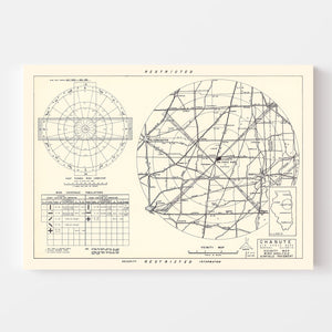 Vintage Map of the Chanute Air Force Base Vicinity, 1951