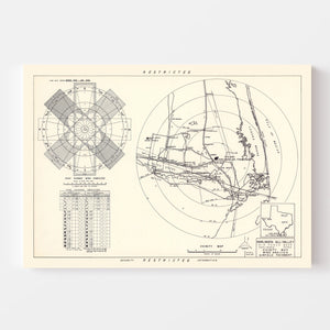 Vintage Map of the Harlingen All-Valley Air Force Base Vicinity, 1951