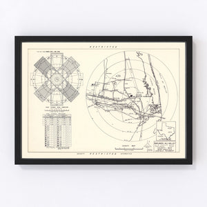 Vintage Map of the Harlingen All-Valley Air Force Base Vicinity, 1951