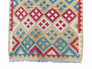 3x5 Kilim Rug Multicolor Tribal Kilim Rug 3 x 5 Tan Light Blue Red Beige New Turkish Anatolian Wool Kilim Flatweave Rug