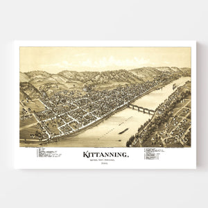 Vintage Map of Kittanning, Pennsylvania 1896
