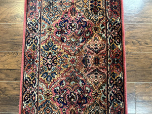 Karastan Runner Rug 2x9, Multicolor Panel Kirman Runner #717, Wool Pile, Original 700 Series, Vintage, Skinny Runner 2 x 9, Rare