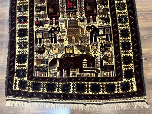 Persian Baluch Tribal Rug 4x6, Human and Bird Pictorials, Vintage, Wool, Collectible