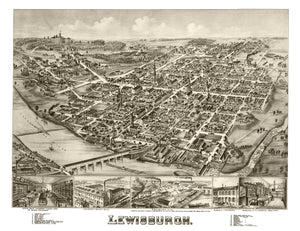Vintage Map of Lewisburgh, Pennsylvania 1884