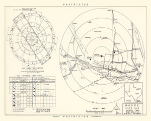 Vintage Map of the Moore Air Field Vicinity, 1952