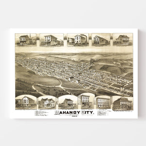 Vintage Map of Mahanoy City, Pennsylvania 1889